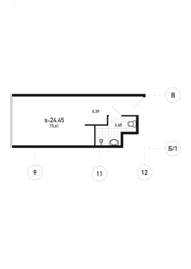 Студия 24.45 м²