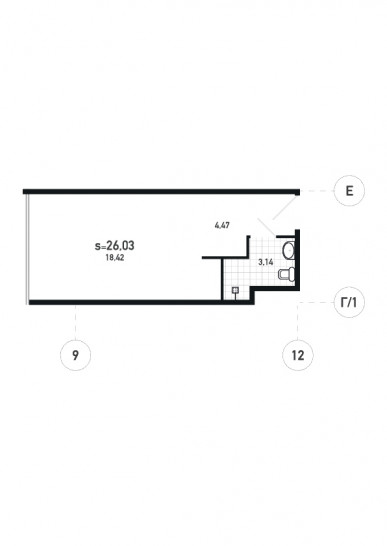 Студия 26.03 м²
