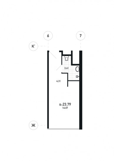 Студия 23.79 м²