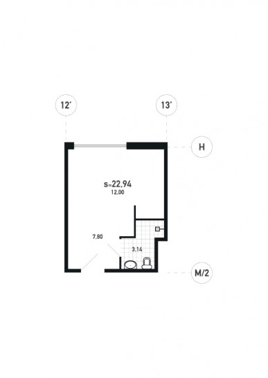 Студия 22.94 м²