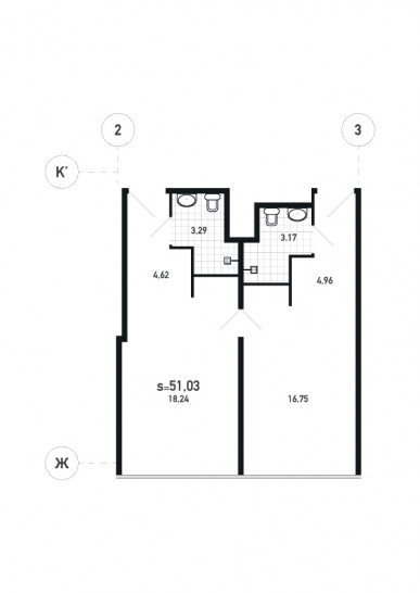 Студия 51.03 м²